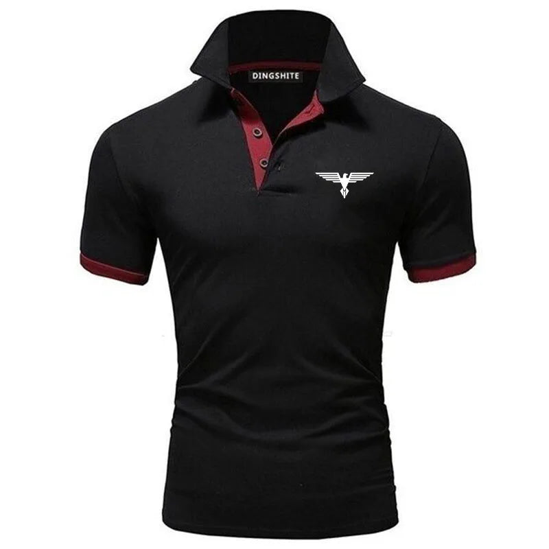 Polo collar contrasting color shirt office fashionable new T-shirt polo shirt men's summer top business casual breathable