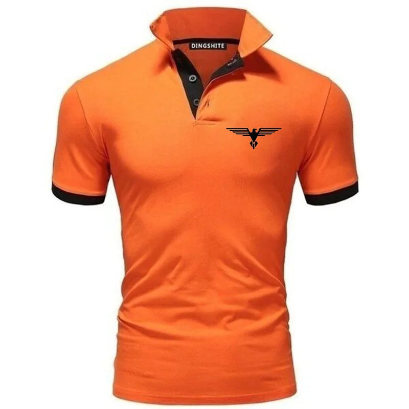Polo collar contrasting color shirt office fashionable new T-shirt polo shirt men's summer top business casual breathable