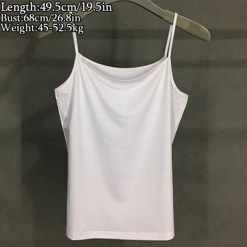 Summer Sexy Sling Camisoles Black White Tank Top Women Crop Tops Sleeveless T-Shirt Sport Vest Simple Solid Color Thin Camisole