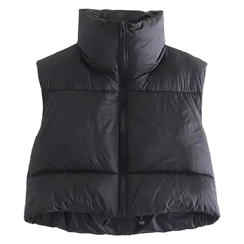 Women Winter Warm Crop Waistcoat Sleeveless Stand Collar Double Sided Lightweight Puffer Vest 2022 Streetwear