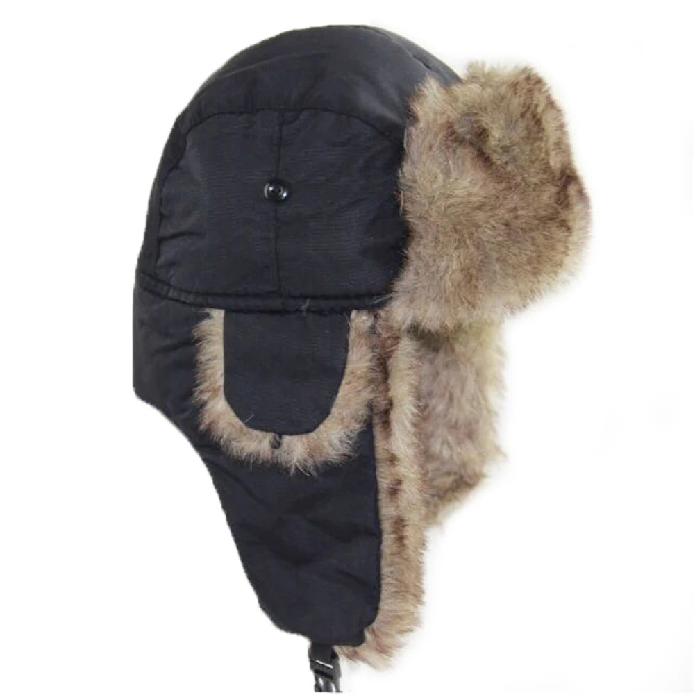 Women Men Winter Cap Fur Hat Velvet Warm Breathable Soft Winter Trooper Trapper Earflap