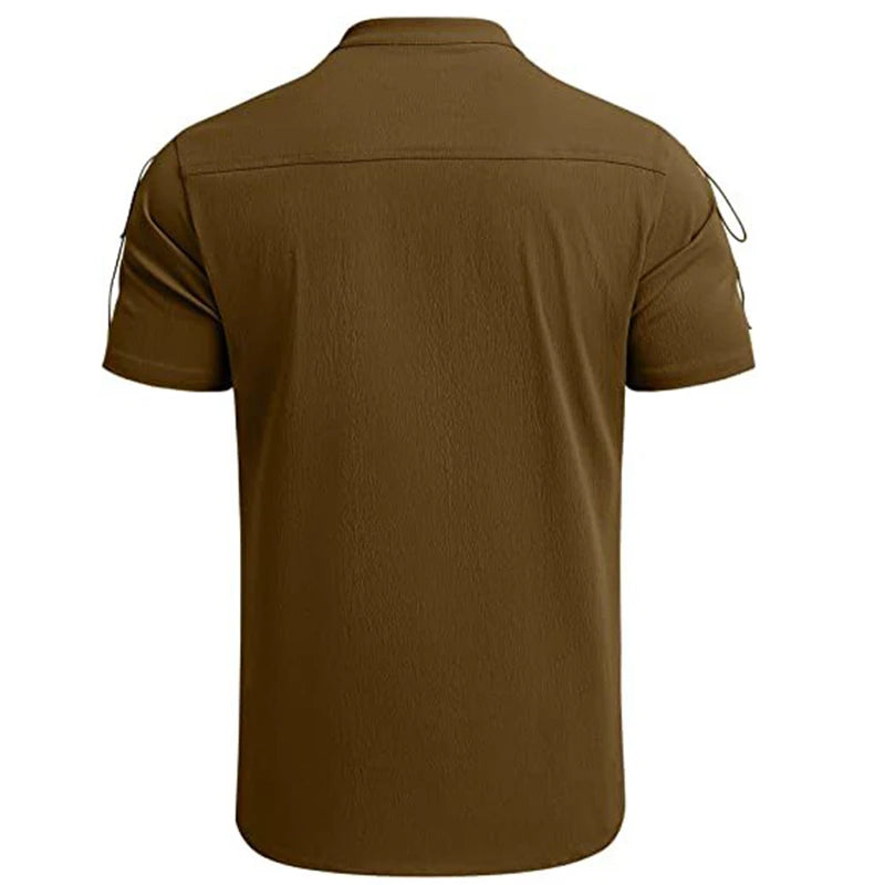 Summer New Men's V-neck shirt  Men's Short-Sleeved T-shirt Cotton and Linen Led Casual Men's T-shirt Shirt Male Breathable tops