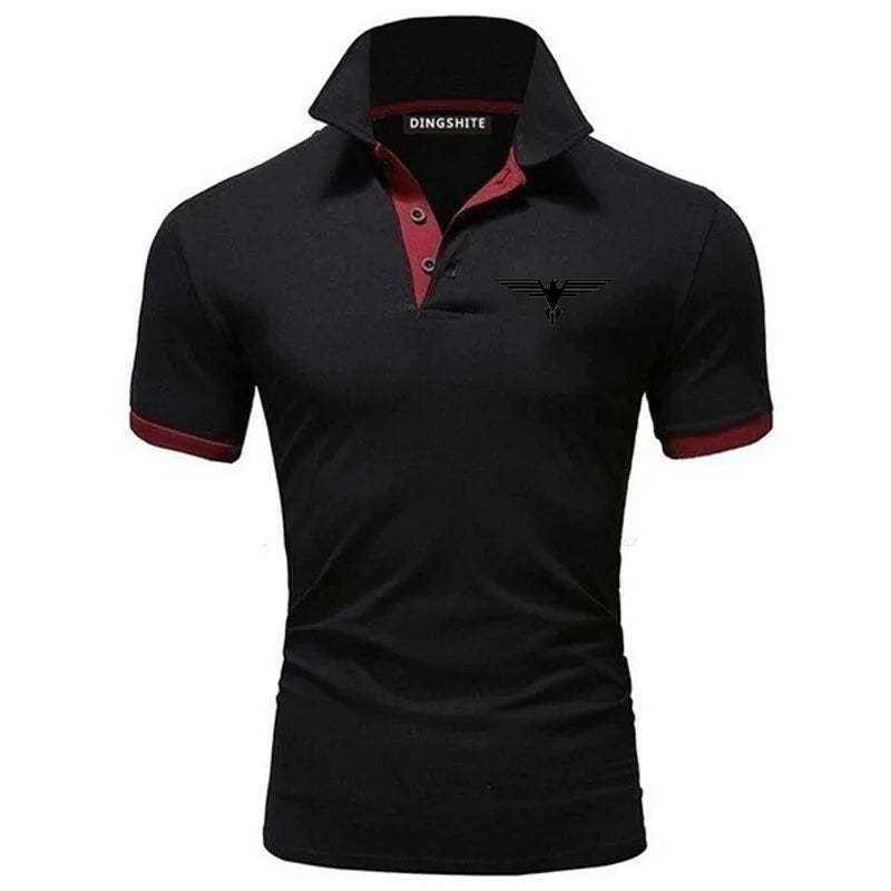 Polo collar contrasting color shirt office fashionable new T-shirt polo shirt men's summer top business casual breathable