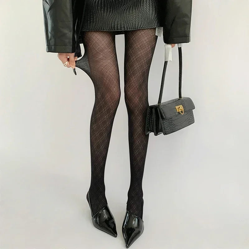 Sexy Black Houndstooth Stockings Lingeries for Women Girls Tights High NightClub Party Gift Women Pantyhose