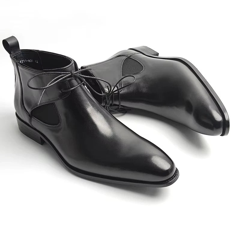 Luxury Men's Genuine Leather Chelsea Boots Dress Shoes for Formal & Casual Wear Lace-Up Boots Best for Office,Wedding & Parties