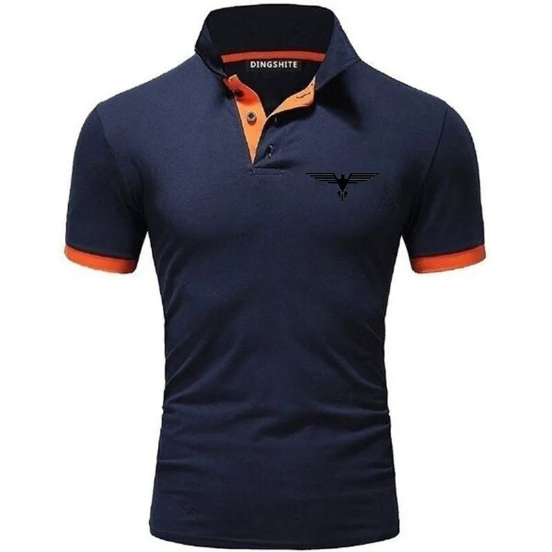 Polo collar contrasting color shirt office fashionable new T-shirt polo shirt men's summer top business casual breathable