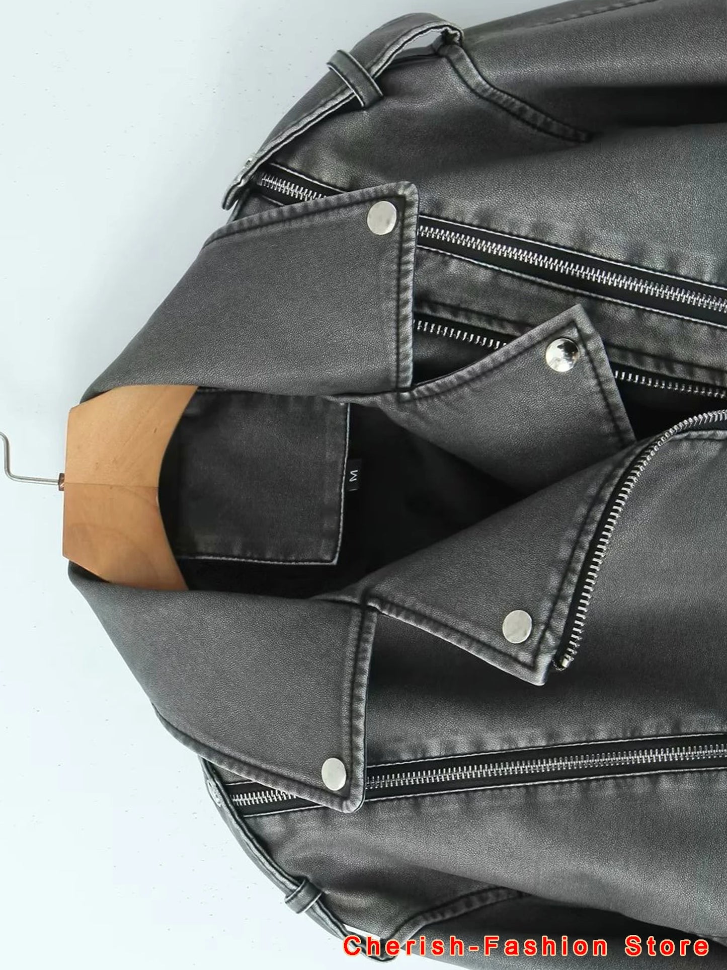 2025 New Style Women's Washed Leather Jacket Brand Coat, Short Coat With Downgraded Zipper And Vintage Lapel Jacket Brown Jacket