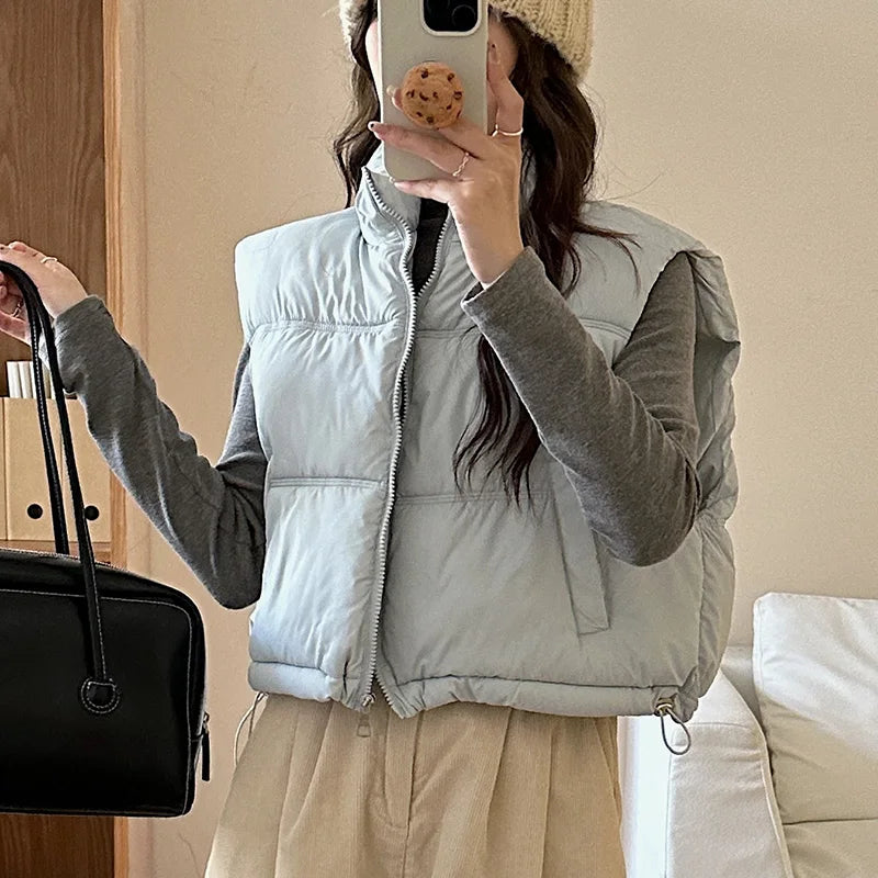 Women Short Vest Jacket Autumn Winter Sleeveless Waistcoat Women Thicken Short Vestcoat Warm Sleeveless Jacket For Female