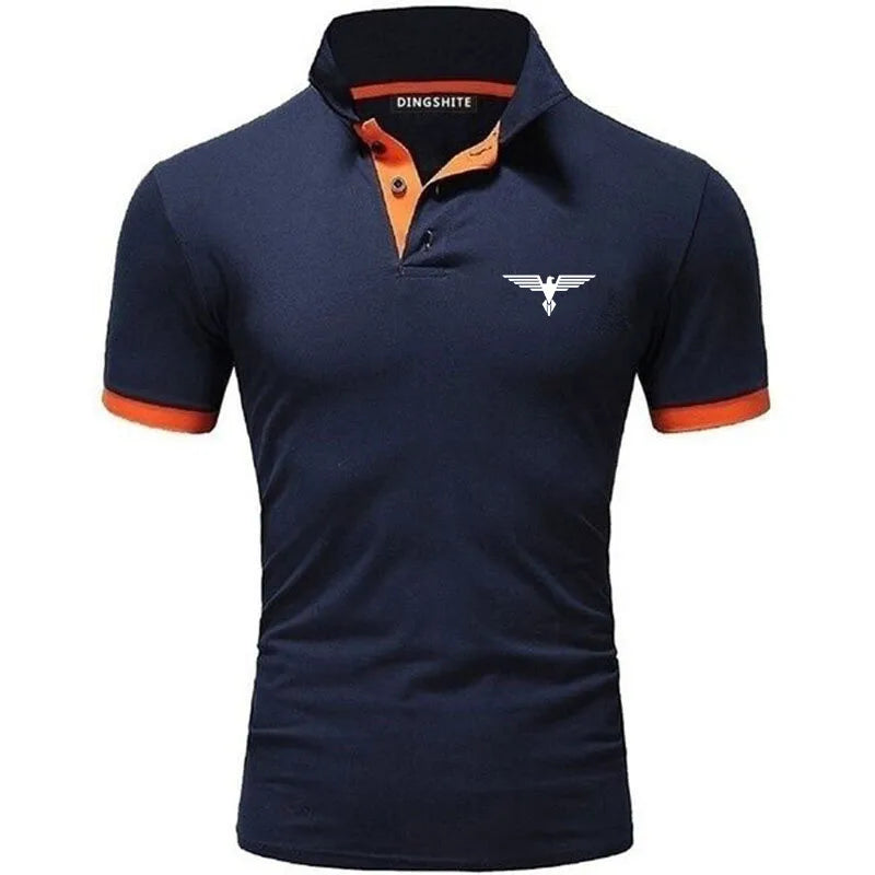 Polo collar contrasting color shirt office fashionable new T-shirt polo shirt men's summer top business casual breathable