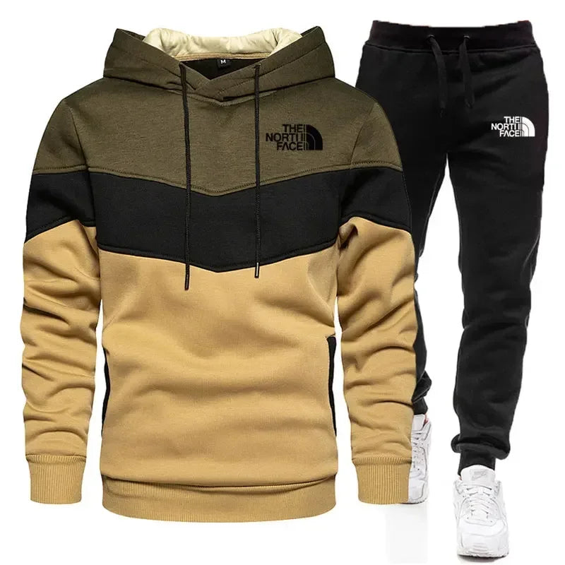 Autumn and winter Sportswear suit men's hoodies set casual warm sports sweater brand pullover + jogging pants 2-piece set