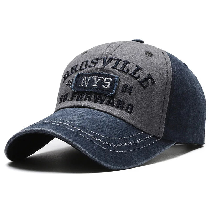 Unisex Washed Cotton Baseball Cap Retro Letter Embroidery Baseball Hat Adjustable Unisex Streetwear Spring Summer Sun Protection