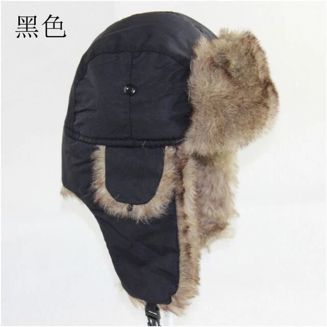 Women Men Winter Cap Fur Hat Velvet Warm Breathable Soft Winter Trooper Trapper Earflap