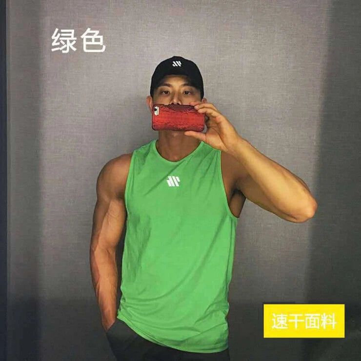 Men'S Sports Vest Summer Breathable Sleeveless Round Neck Solid Color Top Running Fitness Top Men'S Sleeveless Vest  Clothing