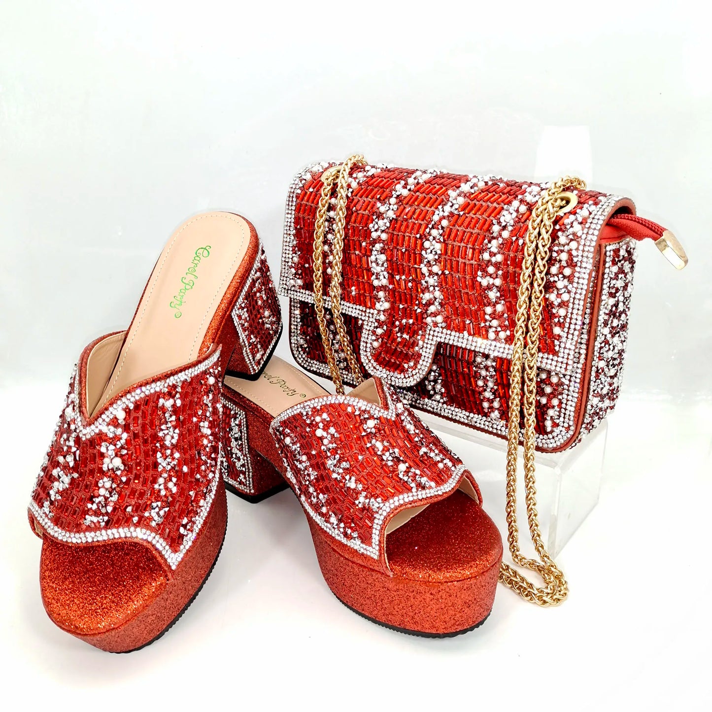 QSGFC 2024 Nigeria Africa Fashion Blue High Heels Elegant Women's Sandals Casual Party Sexy Slippers Brand Women's Shoes Bag Set