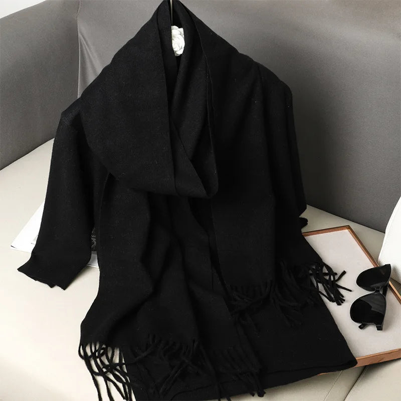 New Cashmere Scarf Women's Winter Scarves Wool Black Red Scarf Ladies Winter Big Pashmina Scarf XWJ01