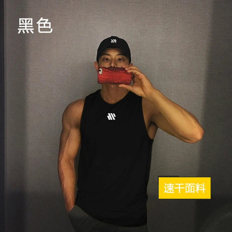 Men'S Sports Vest Summer Breathable Sleeveless Round Neck Solid Color Top Running Fitness Top Men'S Sleeveless Vest  Clothing